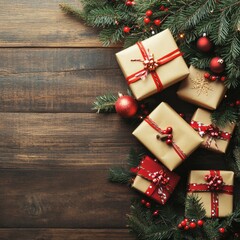 Poster - Empty of Christmas Blurred on Background. Blank Christmas. Gifts. Christmas Trees. Product Mockup. Copy space.