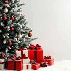 Poster - Empty of Christmas Blurred on Background. Blank Christmas. Gifts. Christmas Trees. Product Mockup. Copy space.