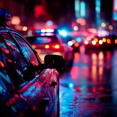 Aufkleber - police car light in night street
