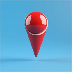 Aufkleber - Red map pointer isolated on pastel blue color background. Creative 3D Vector illustration.