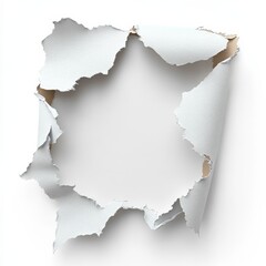 Aufkleber - Torn paper roll. White rip page edge with hole. Realistic reveal sheet effect set for sale template. Open frame strip with broken border piece. Blank turn note or tag for advertising illustration