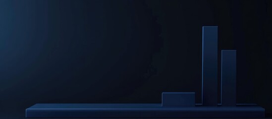 Poster - Bar Chart on Dark Blue Background Illustrating Economic Growth with Positive Trends and Copyspace for Custom Text or Data Insights