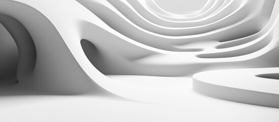 Poster - 3d abstract maze design with curved walls and empty copyspace for creative text or graphic overlay