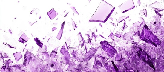 Poster - violet shattered glass explosion background symbolizing energy dynamism and innovation with space fo
