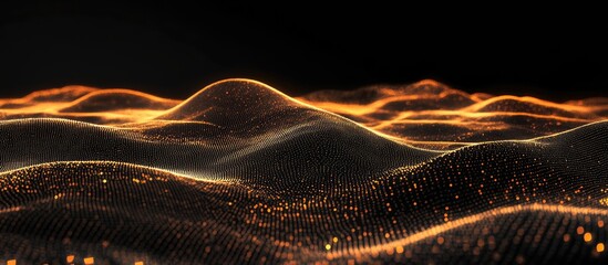 Poster - Abstract digital landscape featuring luminous lines and circuitry with vast empty copyspace ideal for text overlay or graphic design needs.