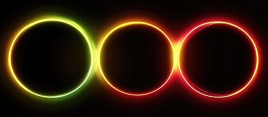Poster - neon electric circles on black background with space for text in technology concept design