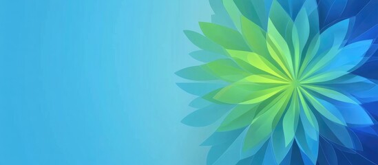 Poster - dynamic blue and green floral kaleidoscope background with empty copyspace for text or design elemen