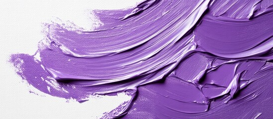 Poster - close up of vibrant purple acrylic paint on white canvas showcasing smooth texture and stroke detail