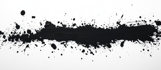 Poster - black paint splatter texture on white backdrop with ample space for creative text or graphic design 