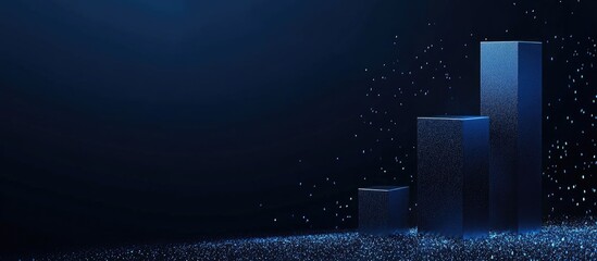 Poster - Bar Chart on Dark Blue Background Illustrating Economic Growth with Copyspace for Text Displaying Positive Trends and Prosperity