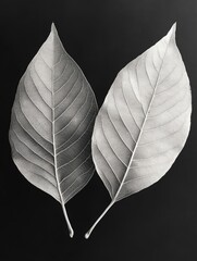 Wall Mural - Black and White Leaves