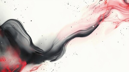 Poster - aesthetic abstract fluid ink artwork with smooth waves and empty copyspace for elegant text placemen