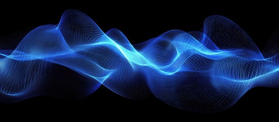 Poster - Luminous blue wave background with abstract shapes and empty space for text showcasing elegance and modernity in digital design