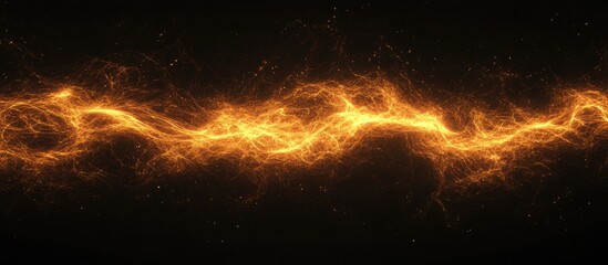 Poster - vibrant orange electric light trails on dark background creating space for text and design elements