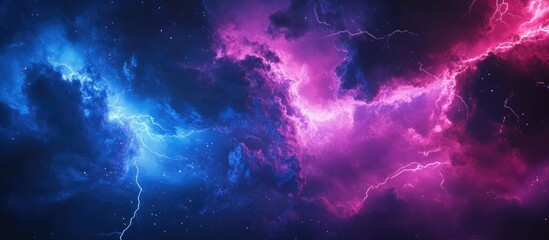 Wall Mural - electric lightning storm background with blue and purple glow for fantasy creative design featuring 