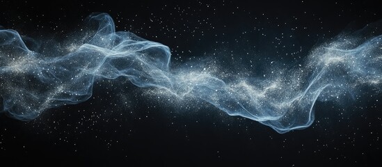 Poster - abstract ethereal dust particles on dark background creating a sense of depth with negative space fo