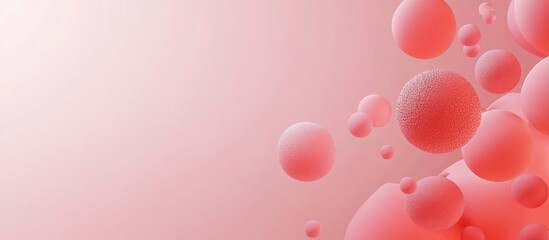 Poster - 3d illustration of abstract bubbles in pink background with empty space for text focused on health a