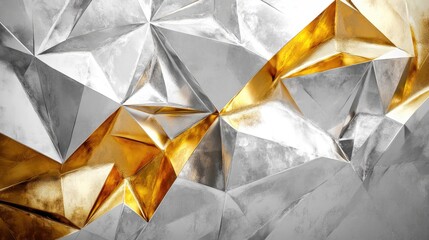 Poster - abstract silver and gold geometric background with text space for elegance and luxury designs