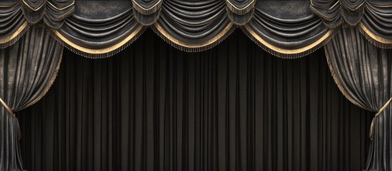 Poster - elegant black theater stage curtain backdrop with ample copyspace for text ideal for dramatic presen