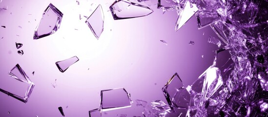 Poster - violet shattered glass explosion background symbolizing power energy and innovation with space for t
