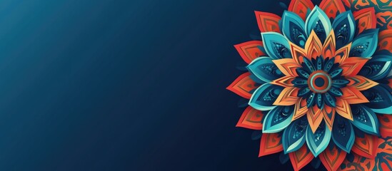 Poster - Vibrant floral geometric design with ethnic elements and spacious blank area for customizable text or branding purposes