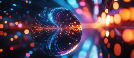 Poster - Colorful abstract disco ball with dynamic lights and reflections creating a vibrant atmosphere suitable for music and celebration themes