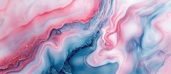Poster - abstract fluid marble background in soft pink and blue tones with space for text ideal for modern de