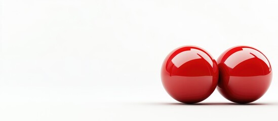 Poster - Glossy red spheres in a minimalist setting on a white background with ample space for customizable text and design elements.