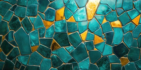 Wall Mural - Green and Gold Mosaic Close-Up