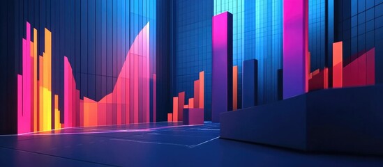 Poster - Business Analytics Visuals with Colorful Charts Representing Revenue Growth and Progress in a Modern Workspace
