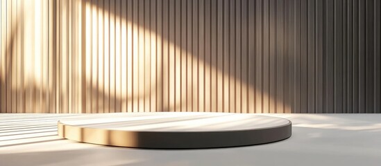 Poster - Modern Conference Room Stage with Natural Light and Text Space for Business Presentations