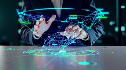 Poster - Futuristic Holographic Technology with Hands Interaction