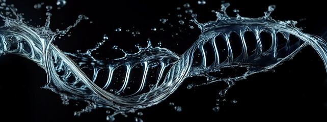 Aufkleber - 3D illustration of water splash isolated on black background. Abstract design element.