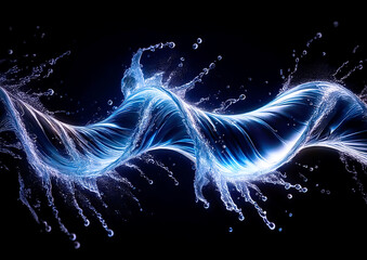 Aufkleber - Blue water splash on black background. 3d rendering, 3d illustration.
