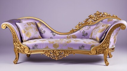 a luxurious chaise longue  with a curved back and intricately carved legs background is soft