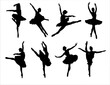 © Ani - Ballet Dancing Silhouettes. Dance ballet silhouettes. Dancer woman people. Female ballerina recital silhouette. Set of dance ballet silhouette illustrations. Female ballet dancing