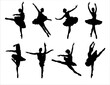 © Ani - Ballet Dancing Silhouettes. Dance ballet silhouettes. Dancer woman people. Female ballerina recital silhouette. Set of dance ballet silhouette illustrations. Female ballet dancing