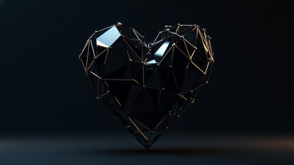 Poster - hologram heart. the heart consists of polygons, triangles , points, and lines. the heart is a low-po