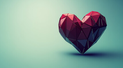 Poster - hologram heart. the heart consists of polygons, triangles , points, and lines. the heart is a low-po