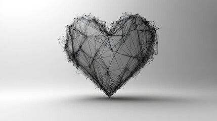 Poster - hologram heart. the heart consists of polygons, triangles , points, and lines. the heart is a low-po