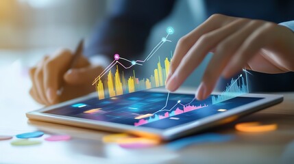 Poster - Customer relationship management concept, Businessman using digital tablet with customer network technology. customer service. Human resources HR management and recruitment, 8k Resolution