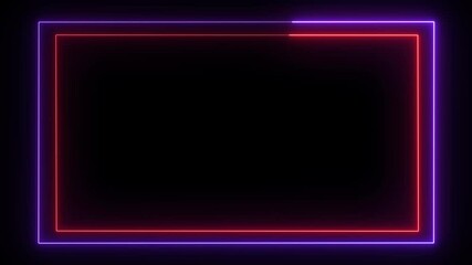 Poster - Vibrant glowing neon frame with animated moving lines on a transparent alpha channel for seamless looping VJ visuals