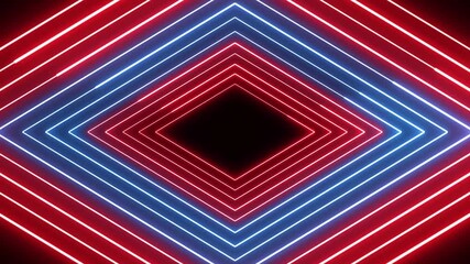 Poster - Abstract futuristic geometric motion background with neon glow lines and hi-tech sci-fi tunnel effects