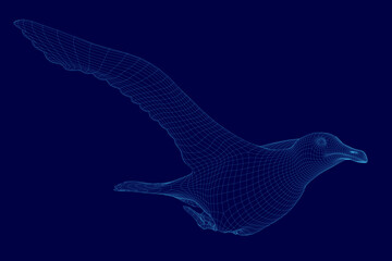 Poster - Bird is flying in the sky with a blue background. The bird is in a 3D form, which gives it a sense of depth and realism. The image conveys a feeling of freedom and movement