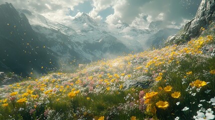 Poster - Alpine Meadow in Bloom: A Breathtaking Landscape