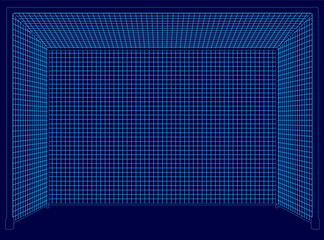 Poster - Blue image of a soccer field with a blue background. The field is empty and the blue lines are the only visible elements