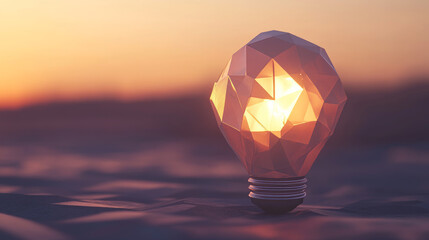 Poster - hologram idea. a light bulb made of polygons, triangles of points and lines. the idea is a low poly 