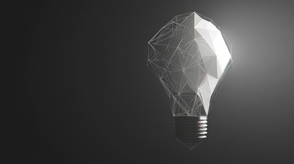 Poster - hologram idea. a light bulb made of polygons, triangles of points and lines. the idea is a low poly 