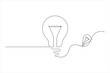 © SabidSorker - Light Bulb one line drawing of isolated continuous outline idea vector illustration