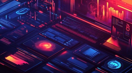 Poster - Modern Business Data Analytics and Design in Flat Vector Style